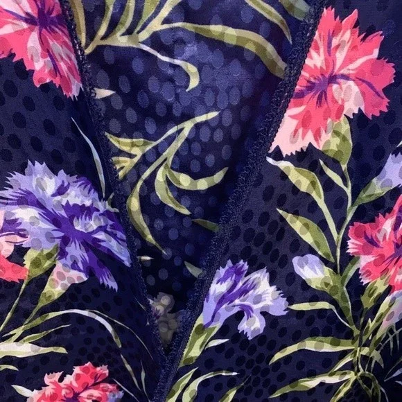 Vintage Lucie Ann II Floral Lacey Lingerie Robe Kimono Made in USA Size Medium - Picture 7 of 14